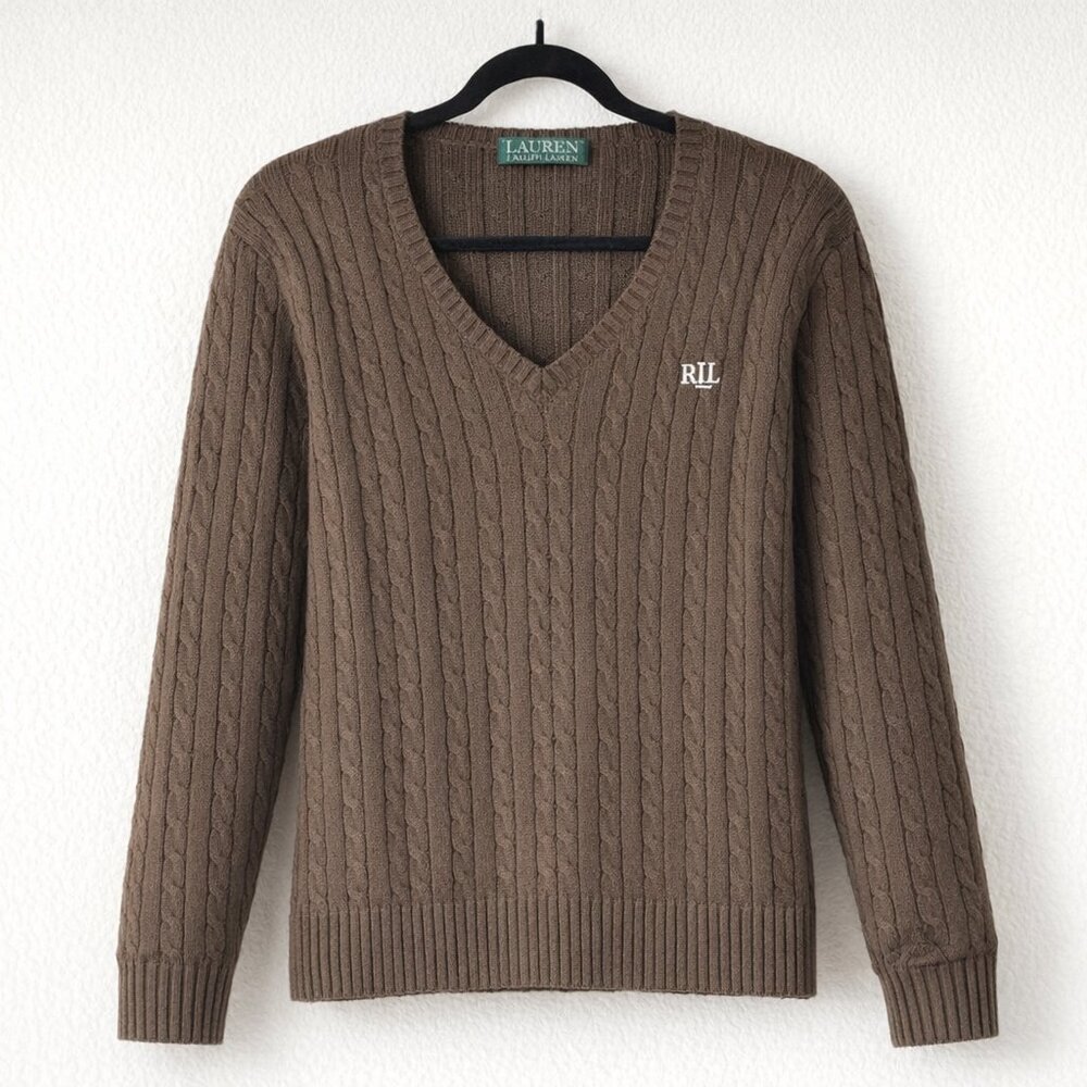 Lauren Ralph Lauren women’s Cozy Brown Knit Sweater - Picture 2 of 10